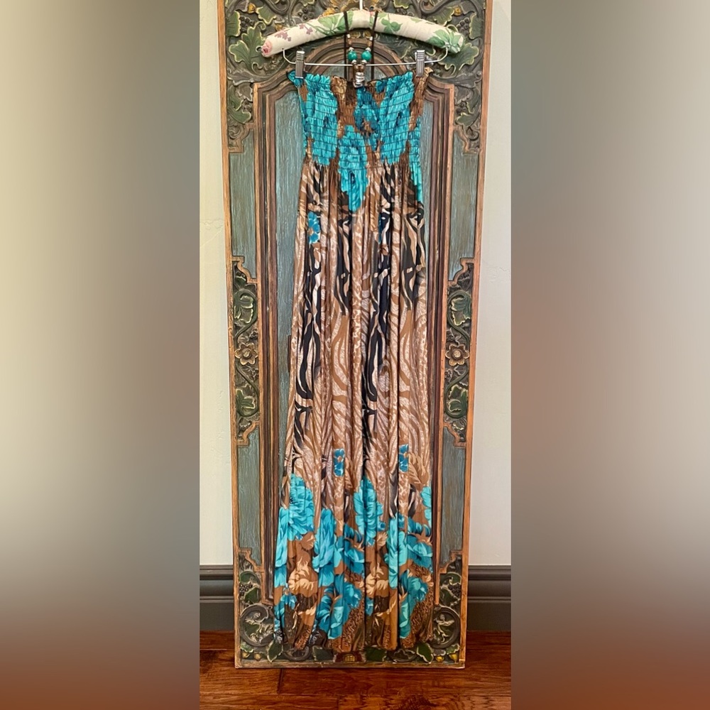 New Sakkas Rose & Zebra Pattern Maxi Halter Women… - image 1